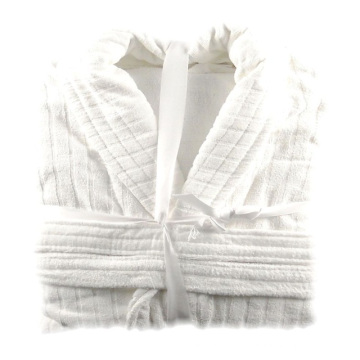 Soft Hotel White Velour Terry 100% Cotton Hooded Bathrobe